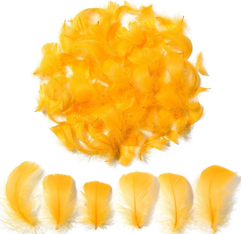 Lamar Feather 300pcs Golden Yellow Feathers 2-3 Inches Bulk Feathers for Crafting, Dream Catcher Accessories, Art Projects, DIY Crafting, Handi Crafts, Balloon Fills, Party Decoration (Golden) - Image 1
